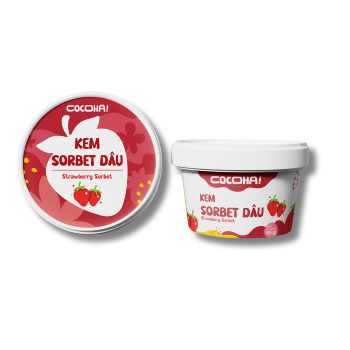 Kem sorbet dâu Cocoha 65gr - Strawberry sorbet