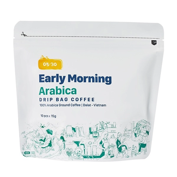 Cà phê phin giấy Arabica túi ZIP 10 gói - Early Morning drip bag coffee