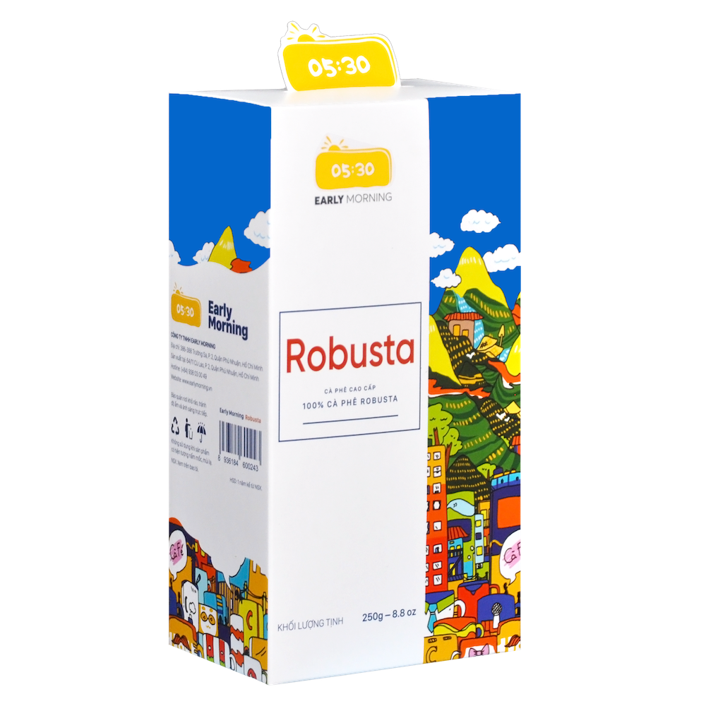 Cà phê Robusta cao cấp đạt chuẩn Fine Robusta 250gr (Nguyên hạt / Xay bột) | Early Morning Premium Robusta