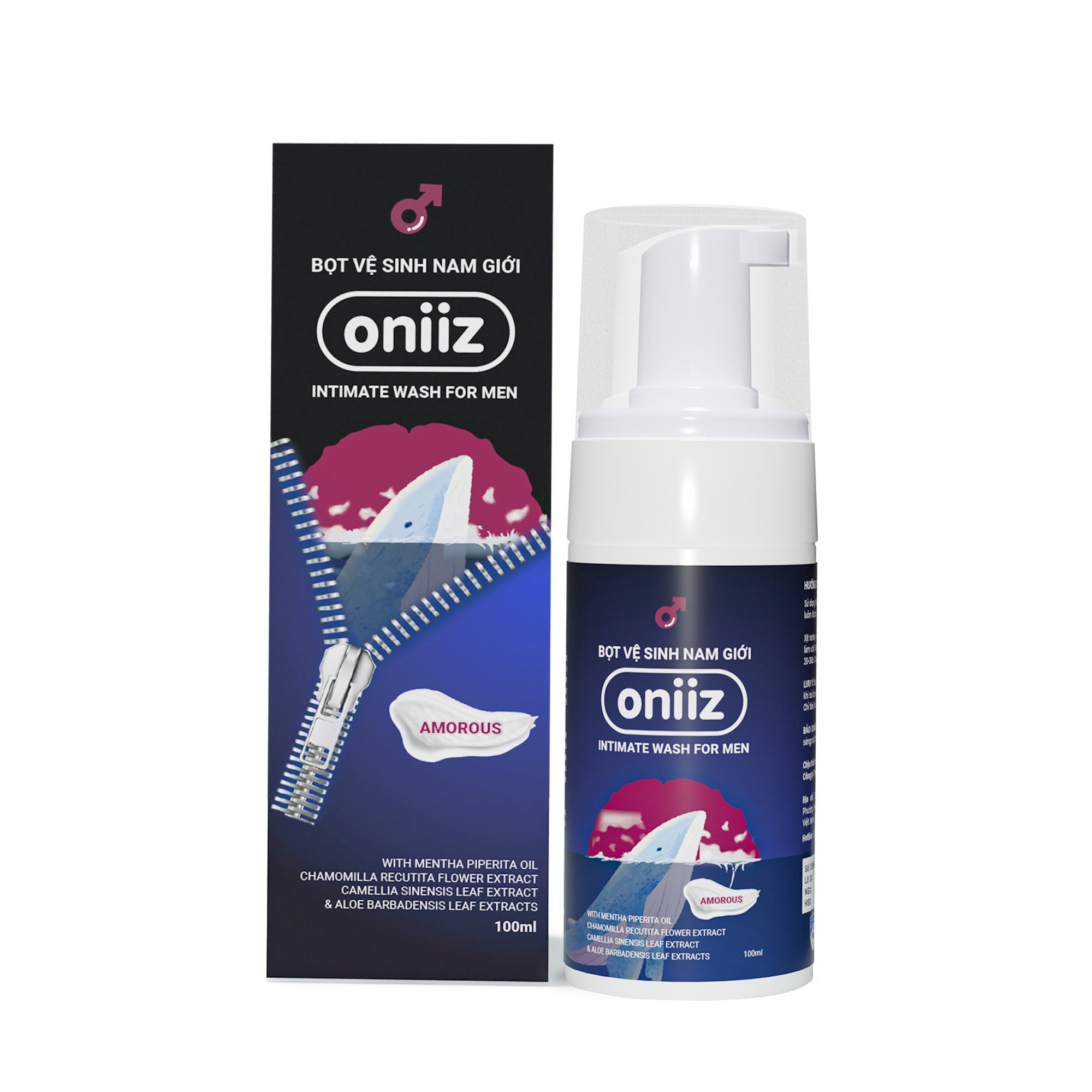 Bọt vệ sinh nam giới Oniiz - Dung dịch vệ sinh nam giới tạo bọt hương unisex cuốn hút Amorous 100ml