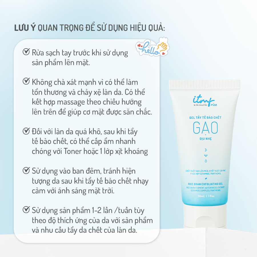 Gel tẩy tế bào chết gạo ITMF dịu nhẹ 30ml 8 